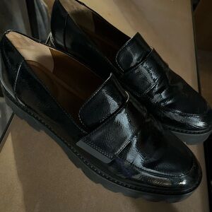 Franco Sarto Black Patent Leather Loafers